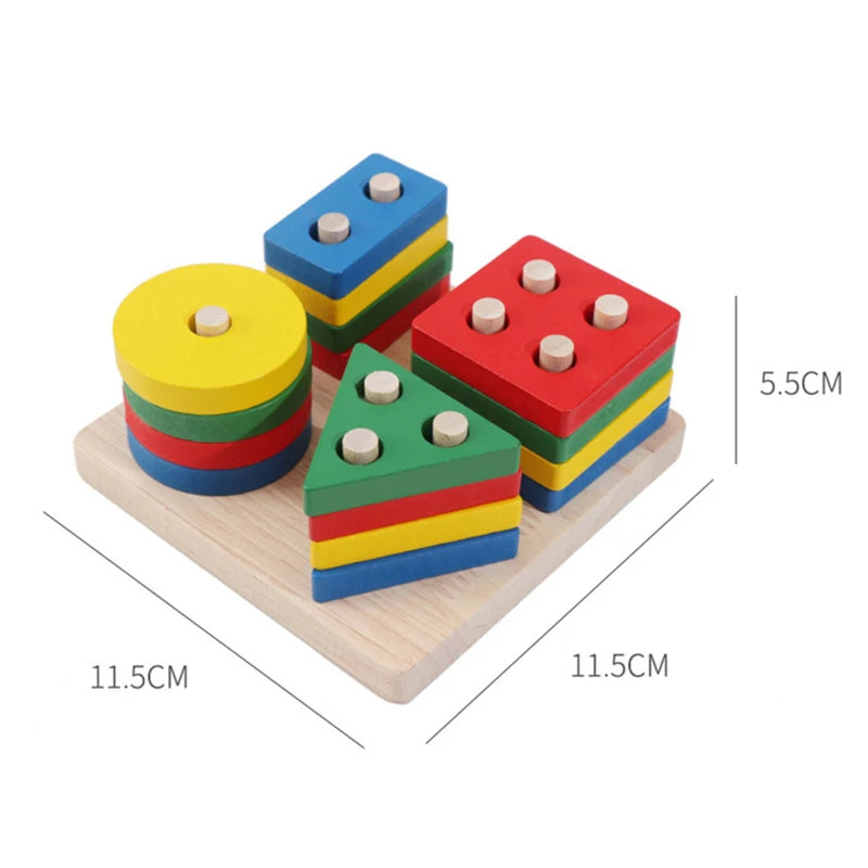 Blocs Montessori en Bois – Tri Formes & Couleurs 2 Ans+