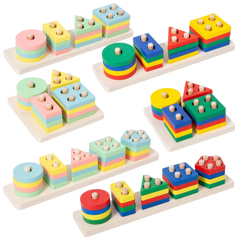 Blocs Montessori en Bois – Tri Formes & Couleurs 2 Ans+