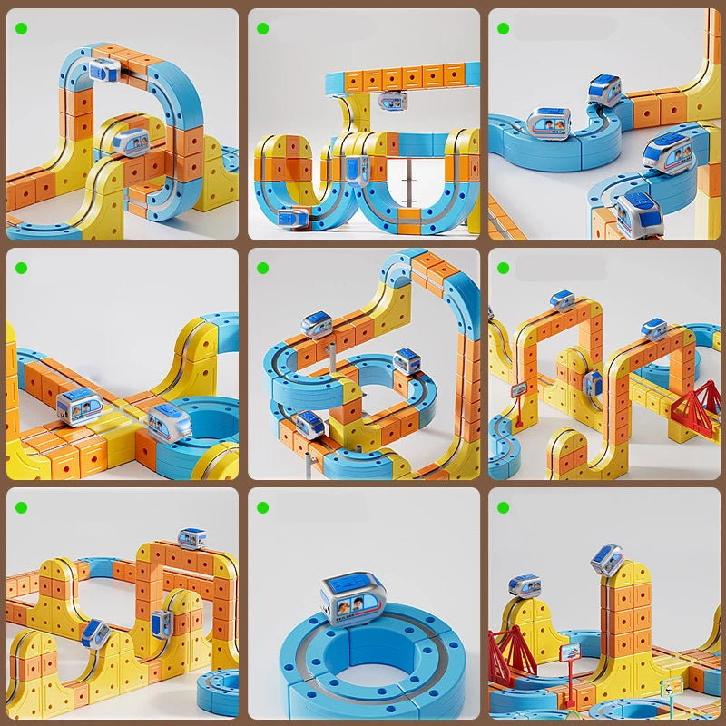 Circuit de Train Magnétique 3D STEM – Jeu de Construction grand format 84/74 pièces