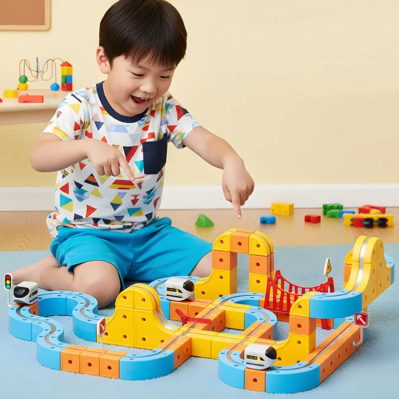 Circuit de Train Magnétique 3D STEM – Jeu de Construction grand format 84/74 pièces