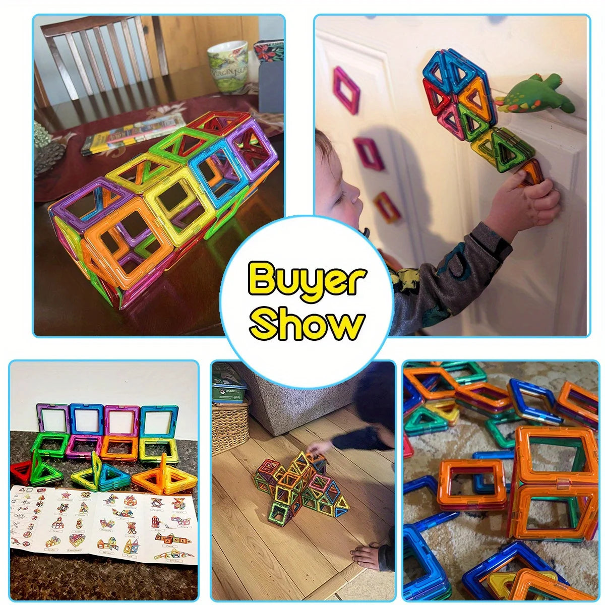 Blocs magnétiques 3D Montessori – Jeu STEM géométrie créatif enfants 3-6 ans