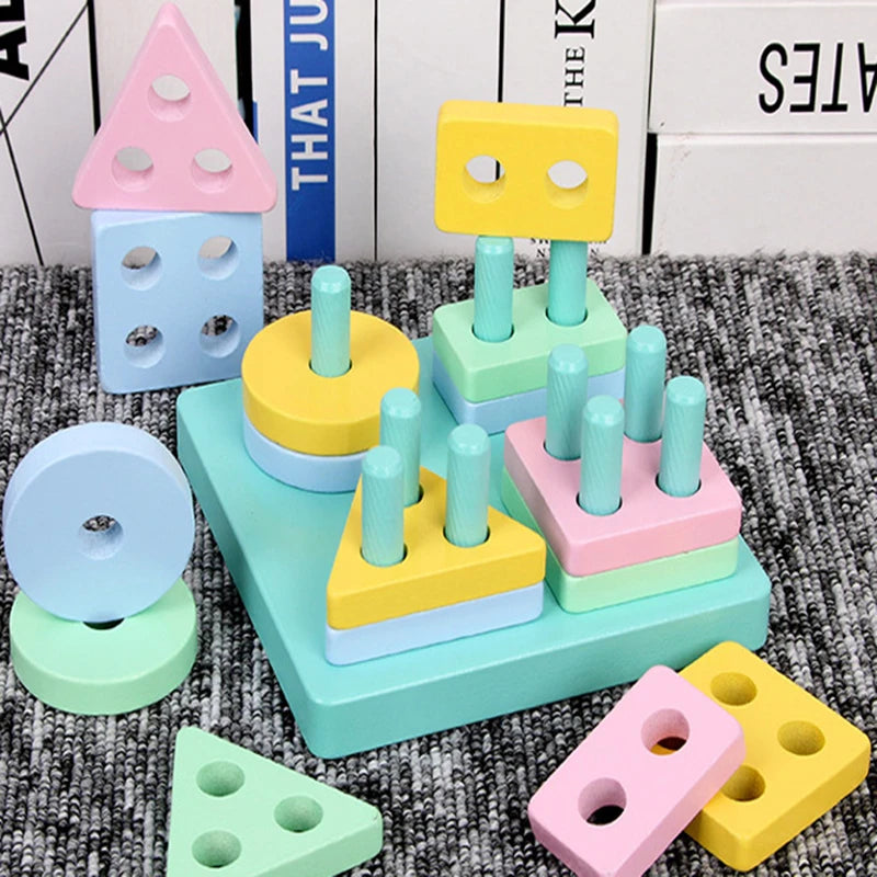 Blocs Montessori en Bois – Tri Formes & Couleurs 2 Ans+
