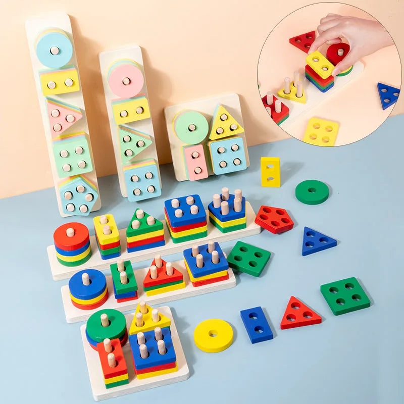 Blocs Montessori en Bois – Tri Formes & Couleurs 2 Ans+