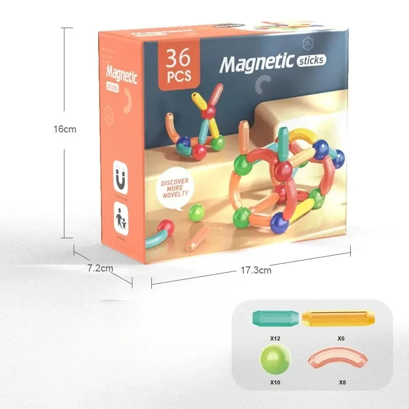 🧲 Bâtonnets Magnétiques – Jeu de Construction Éducatif