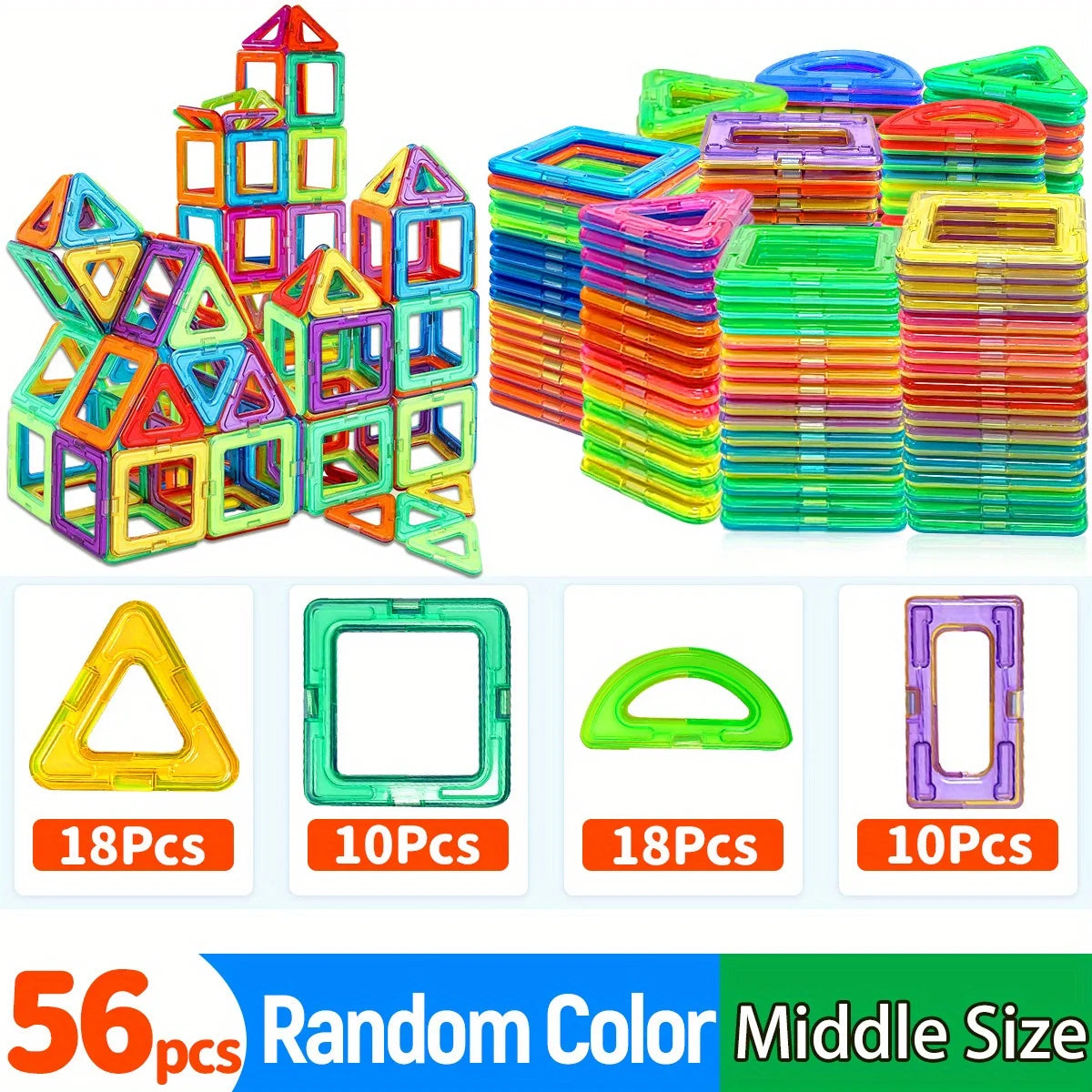 Blocs magnétiques 3D Montessori – Jeu STEM géométrie créatif enfants 3-6 ans