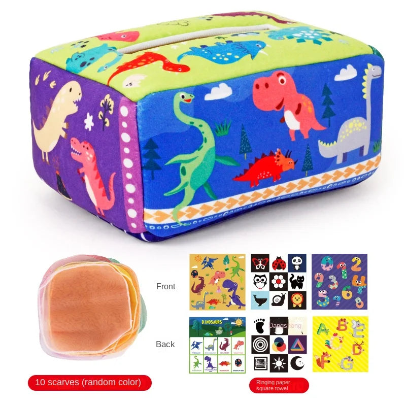 Boîte à mouchoirs Montessori en tissu– éveil sensoriel pour bébé 6-18 mois
