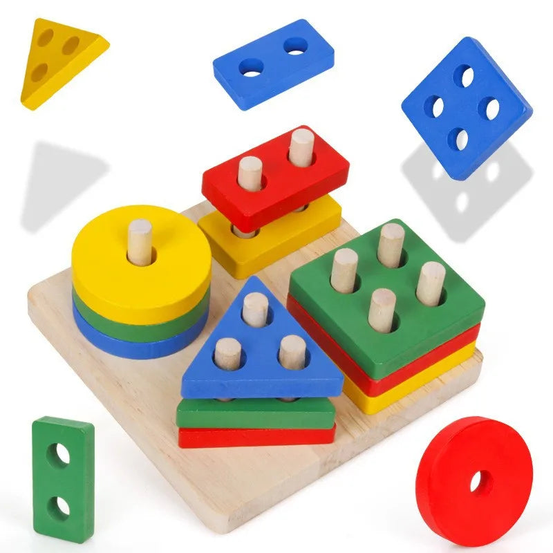 Blocs Montessori en Bois – Tri Formes & Couleurs 2 Ans+