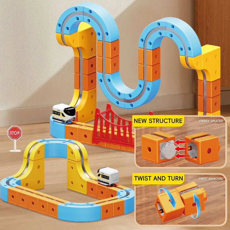 Circuit de Train Magnétique 3D STEM – Jeu de Construction grand format 84/74 pièces