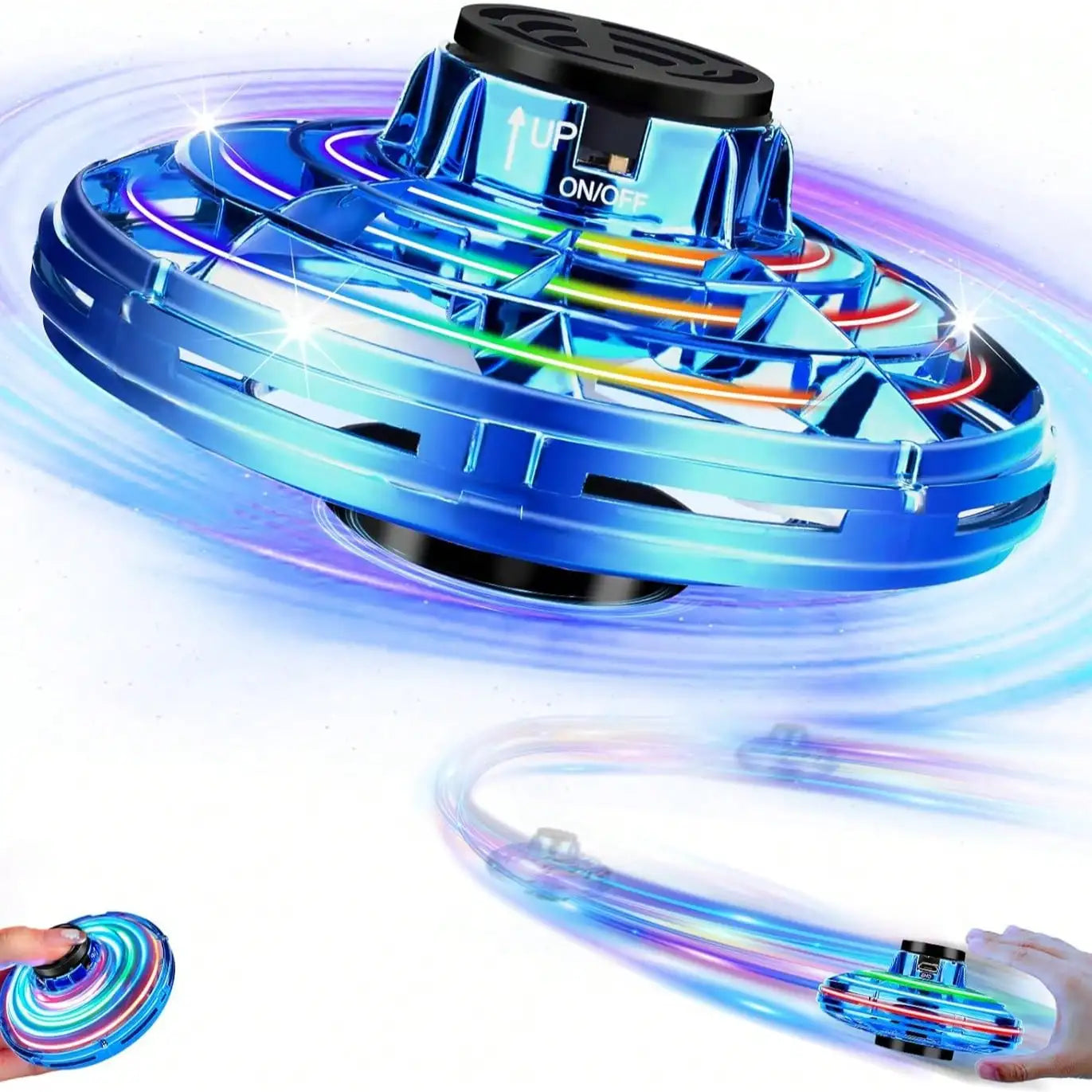Drone UFO LED avec effet gyroscope