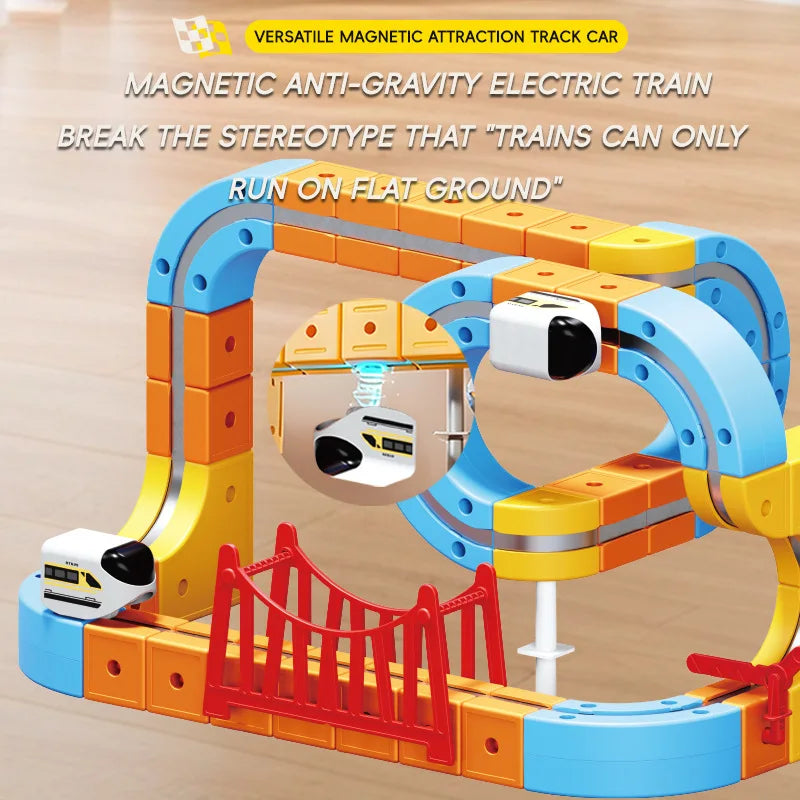 Circuit de Train Magnétique 3D STEM – Jeu de Construction grand format 84/74 pièces