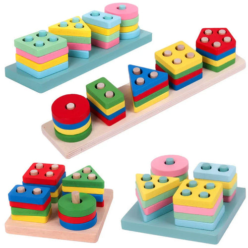 Blocs Montessori en Bois – Tri Formes & Couleurs 2 Ans+