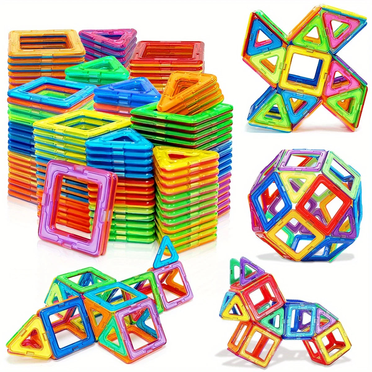Blocs magnétiques 3D Montessori – Jeu STEM géométrie créatif enfants 3-6 ans